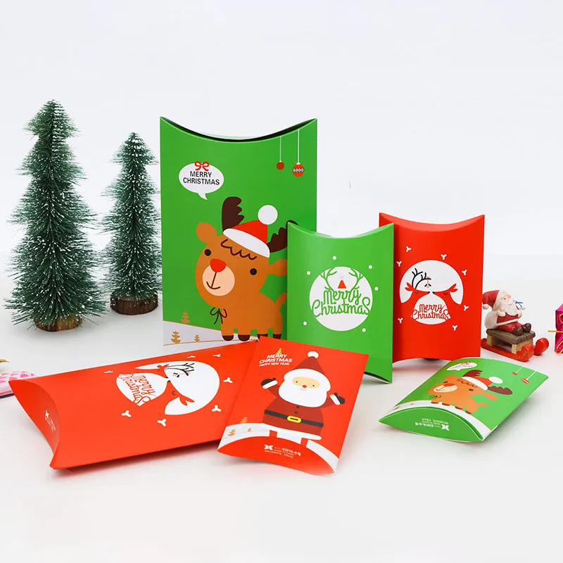 İyi Noeller Şeker Çanta Yastık Şeker Kutusu Noel Bisküvi Kek Şeker Wrap Noel Çerez Depolama Bag Şeklinde