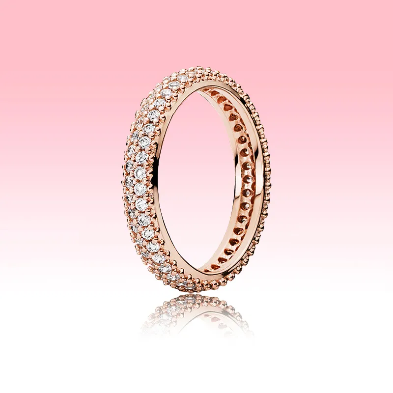 Элегантное кольцо Pave Band Full CZ Diamond Womans Обручальные кольца Летние Ювелирные Изделия для Pandora Real 925 Серебряное обручальное кольцо с оригинальной коробкой