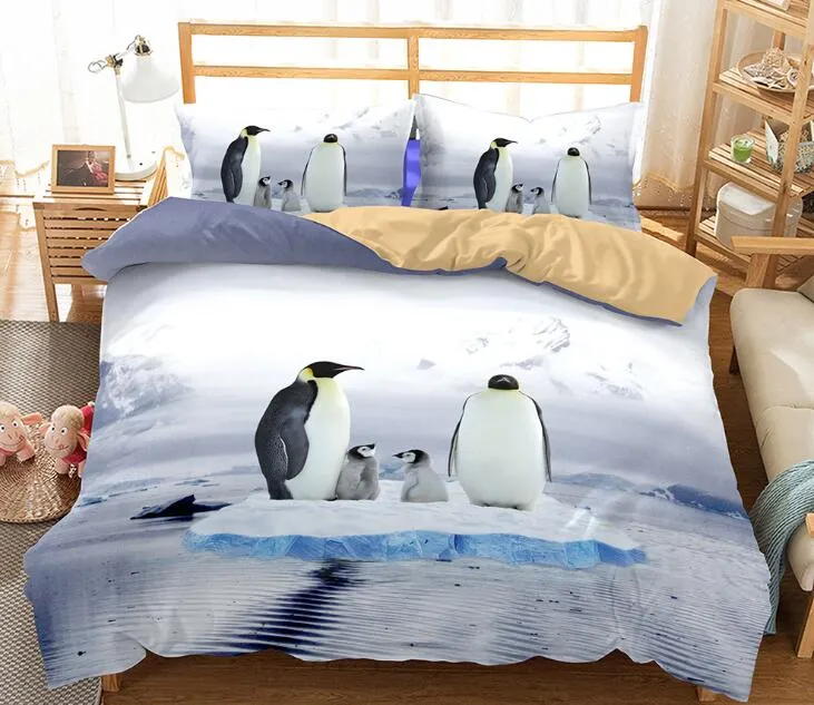 Ensemble De Literie 3D Pingouin Impression De Dessin Animé Mignon Ensemble  De Housse De Couette Avec Taie Doreiller Twin Full Queen King Size Du 35,43  €