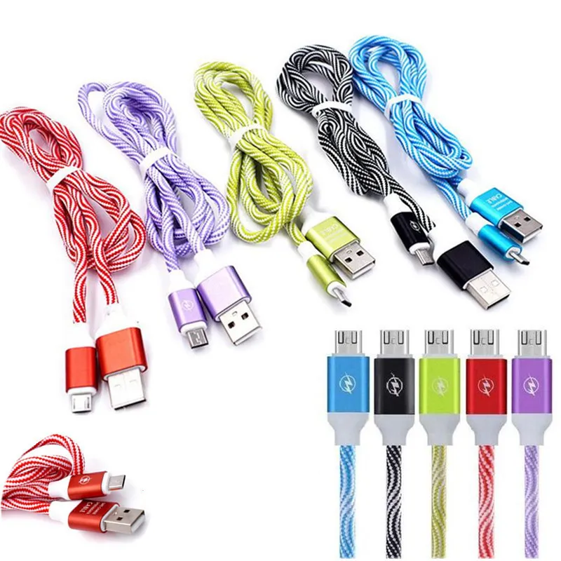 1 M 3FT Micro USB Kabel Nylon Pleciona Copper Ładowarka Synchronizacja Przewód kablowy Dane Dane Dla Andriod Smart Telefon Samsung Galaxy S7 Edge S6 S4