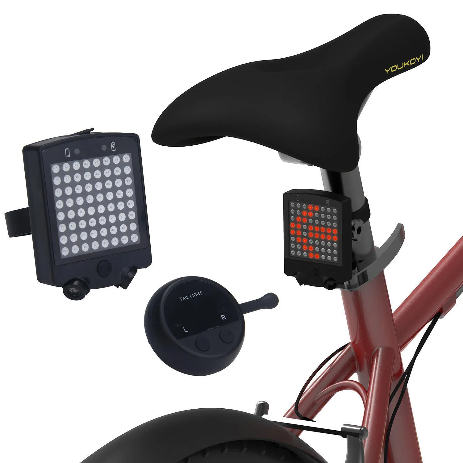 Belysning Cykling Bike Fjärrkontroll Turning Light USB Uppladdningsbar REAT Laser Säkerhetsvarningslampa