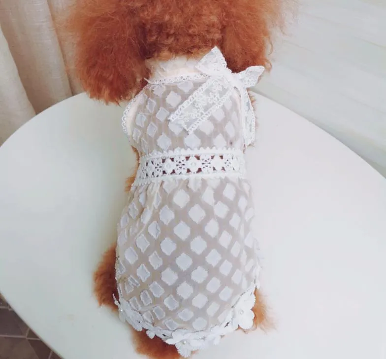 Verschillende maten van hond teddy licht gaas hond lente zomer bichon zonnebrandcrème hond kleding jurk met mesh ademende gaas rok transformeren