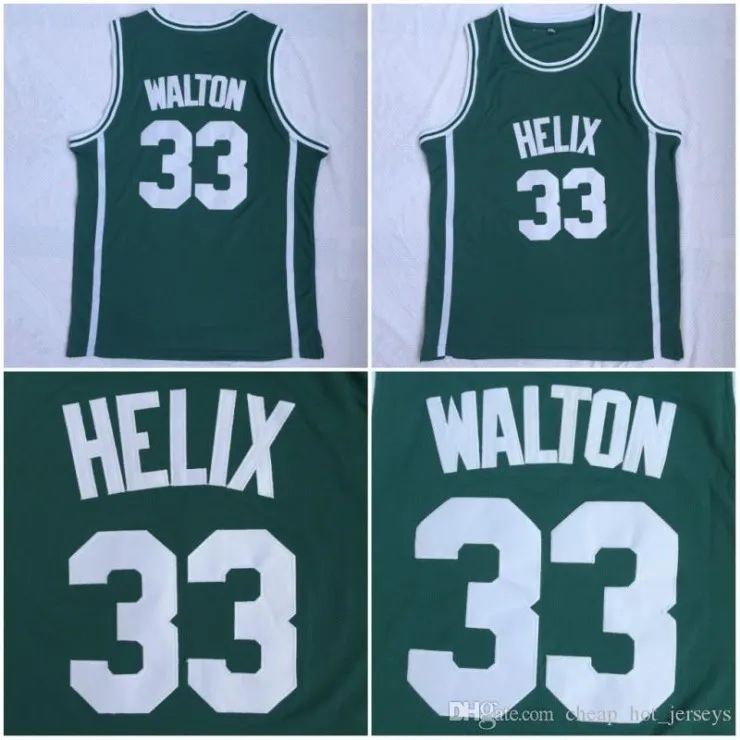 Helix High School Билл 33 Уолтон Джерси Зеленый Сшитый Баскетбол Билл 32 Уолтон Майки Бесплатная Доставка