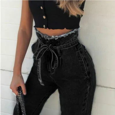 Women's Designer Jeans Baggy High-waisted Trouser Fashion Trendy Long Pants Summer Style Trousers Frilled Skinny Jean Hot Sale
