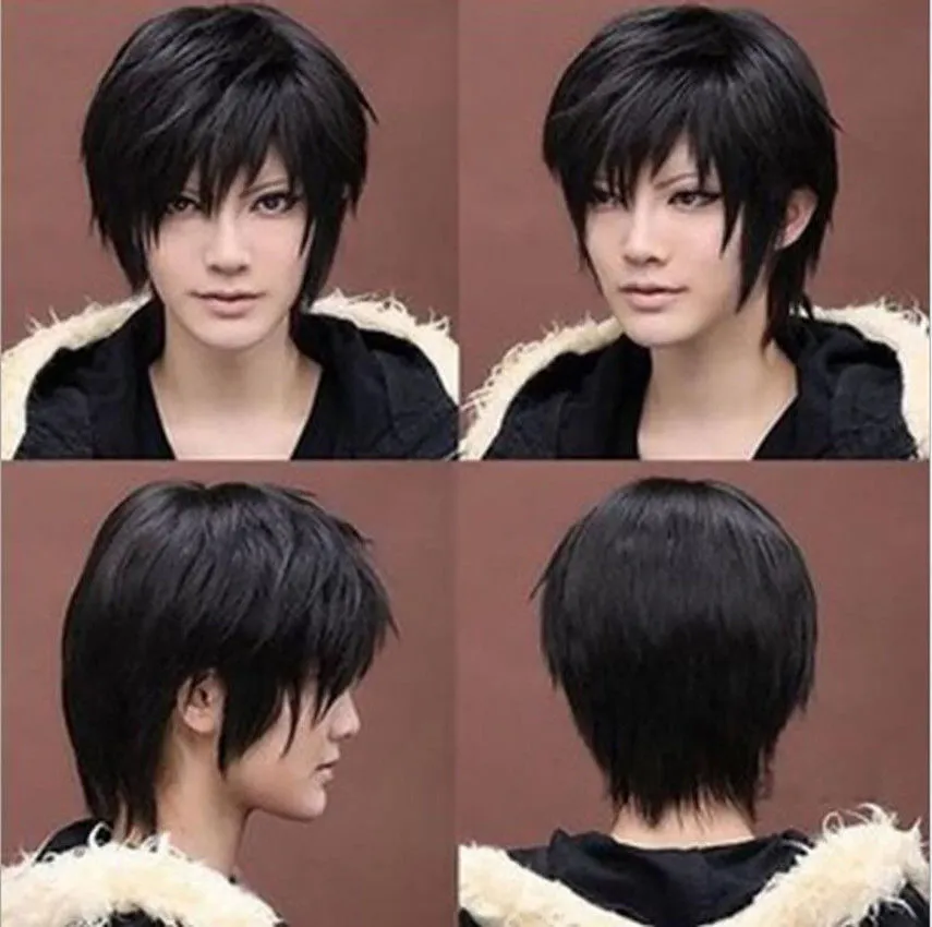 Storlek: justerbar Välj färg och stil 1pc Syntetisk ny Sexig Mäns Handsome Black Short Straight Cosplay Party Hair Wig