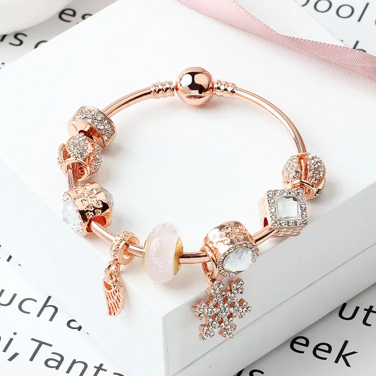 Ganzes 2019 neues Roségold-Lebensbaum-Pandor-Schmuck-Charm-Anhänger-Armband Roségold-verwobenes Liebesperlenarmband mit Logo243S