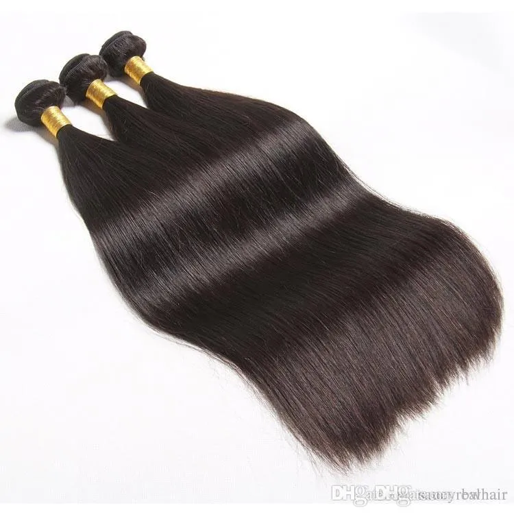 Elibess Brand Silk Rak Human Hair Weave 4 Bundlar Virgin Brazilian Hair Weft 100g Bundle Free DHL