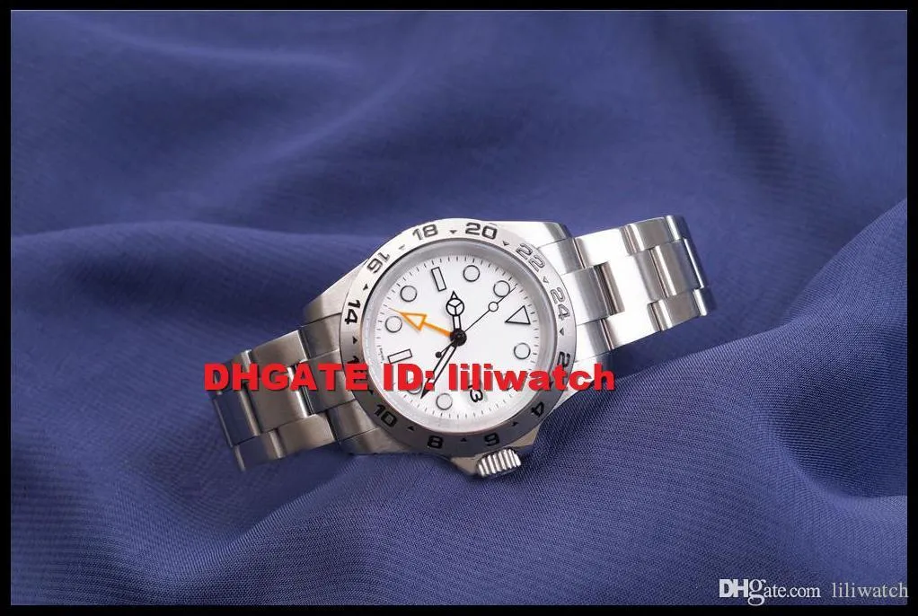 Orologio Explorer II 40 MM Quadrante Bianco Acciaio Inossidabile Orologio Automatico Indipendente Data 24 Ore Impostato Individualmente Multifunzione Uomo 212p