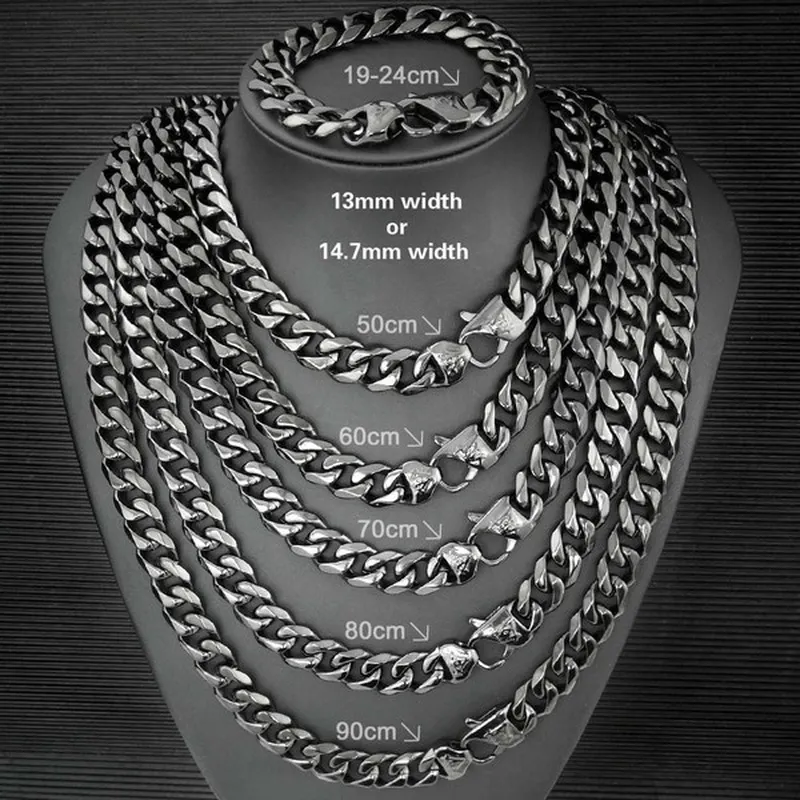 Freemasonry Masonic Mason Chain Cool Mens All Polished 316L rostfritt stål Vakuumbeläggning Svart halsband eller armband N377 B210