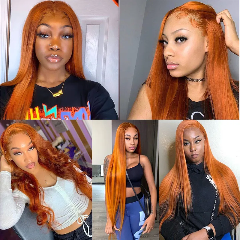 Ishow Brazilian 13*4 Lace Front Wigs Straight Yellow Green Remy Human Hair Wigs Pink Red Light Blue Purple Ombre Wigs