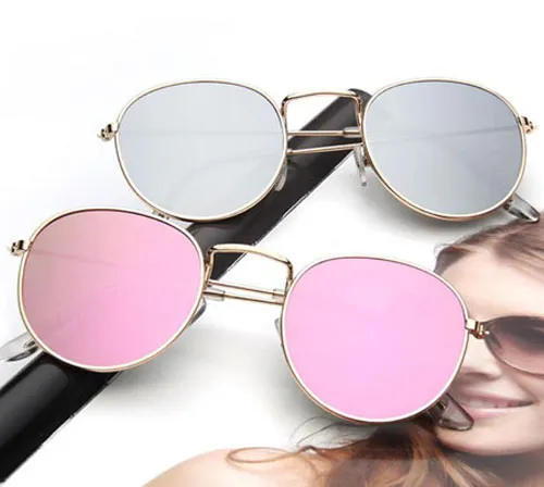 Klassische runde Sonnenbrille Männer Frauen Metallrahmen Modedesigner Sonnenbrille Spiegel Eyewear Lady mit Etui