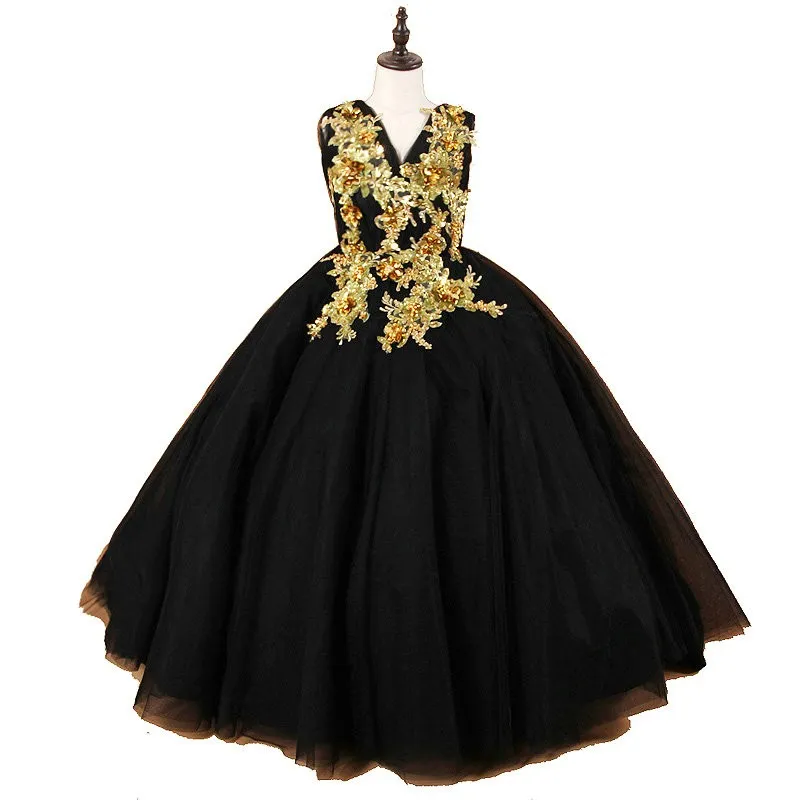 black and gold ladies dress Retro Stage 1950s Gold Glitter Patchwork Midi Dress Black,S