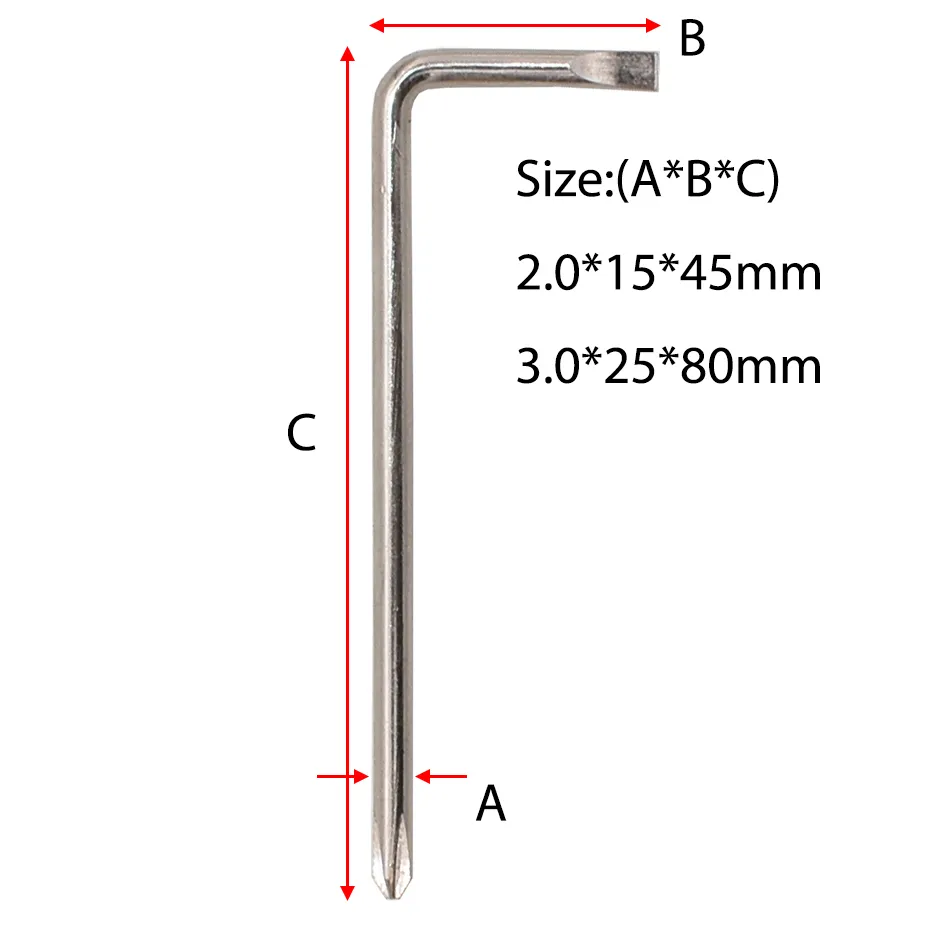 2.0mm Phillips Slotted Dual Skiftnyckel L Form Reparationsverktyg Handverktyg Mini Skruvmejsel