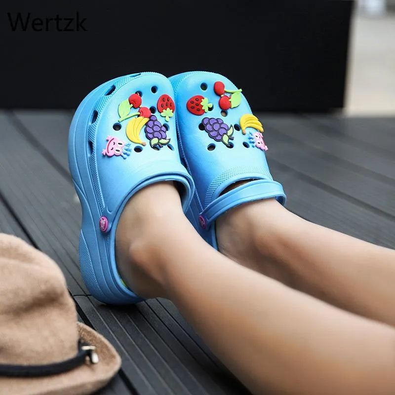 Women Clogs Platform Garden Sandals Cartoon Fruit Slippers Slip On For Girl Beach Shoes Fashion Slides Outdoor