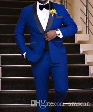 Custom Slim Fit Royal Blue wedding suits for men for Men 2019 Latest Coat Pant Designs Tuxedo Prom Groom Suit Jacket and Pant Vest CY017