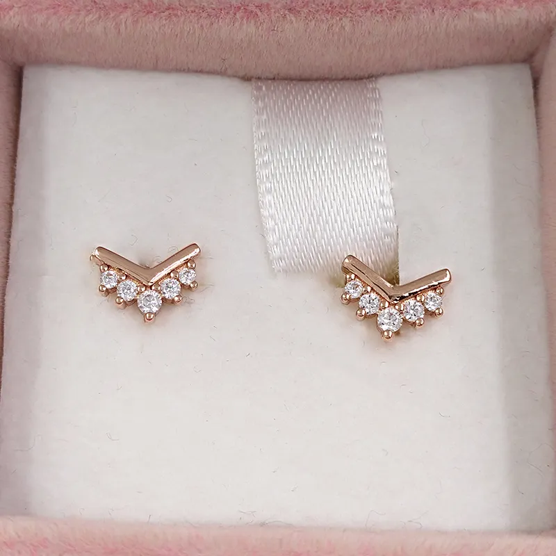 Tiara Wishbone Stud Earrings Authentic 925 Sterling Silver Studs
