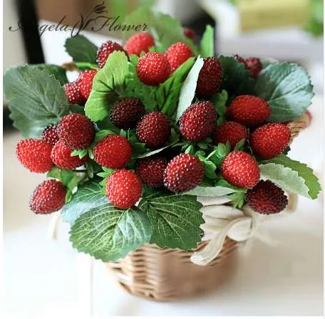 무료 배송 9 과일 장식 꽃 인공 과일 패들 딸기 사진 소품 인공 식물