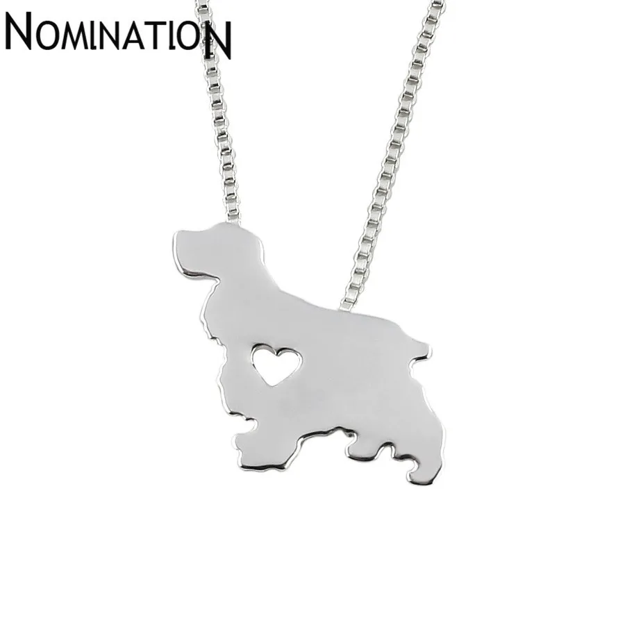 Fashion-Cocker Spaniel Hundehalskette Tieranhänger Schmuck Silber/goldfarben plattiert