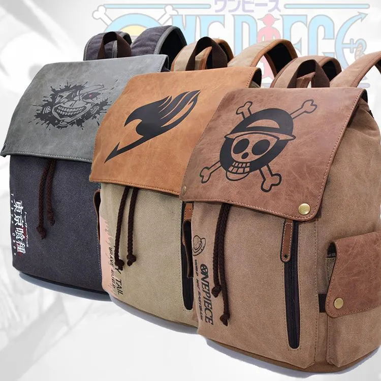 Cartoon-Rucksack One Piece Tokyo Ghoul Attack on Titan Fairy Tail Schultaschen Rucksack Laptop Schultertaschen Satchel Geschenke