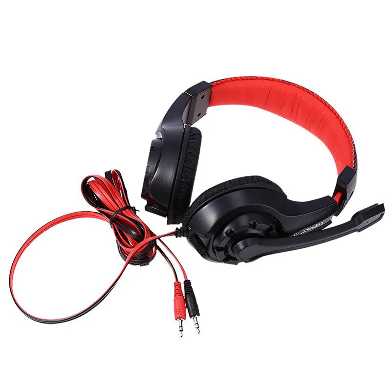 Gaming Headphone 3.5mm Surround Stereo Headset Headband Headphone med Mic för PC Laptop Låg Bass Wired Headset