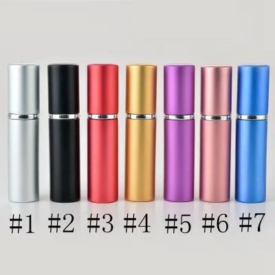 Perfume Bottle 5ml Aluminium Anodized Compact Perfume Aftershave Atomiser Atomizer Fragrance Glass Scent-Bottle Mixed Color EEA1423