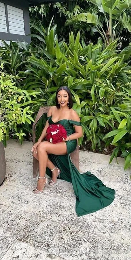 Sexy Turquoise Green Side Split Cheap Bridesmaid Dresses Long Maid