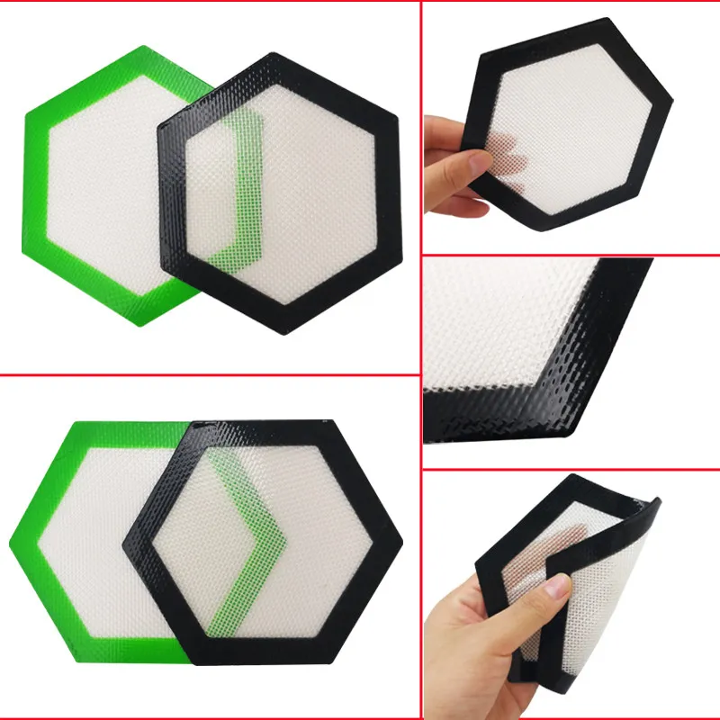 Silicone Concentrate Dab Mat 5 Inch Hexagon Heat Resistant Microwave Safe Platinum Cured Food Grade Reusable Non Stick Wax Slick Resin Oil Pads