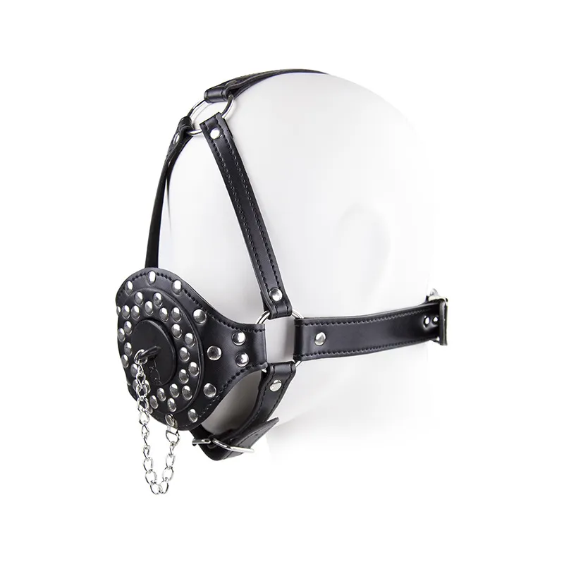 PU Läder Harness HeadGear Mask Bondage Öppna Öppna Mask Mask SM Alternativa Sexleksaker För Par / Kvinnor / Män Huvudbonader BDSM Leksaker