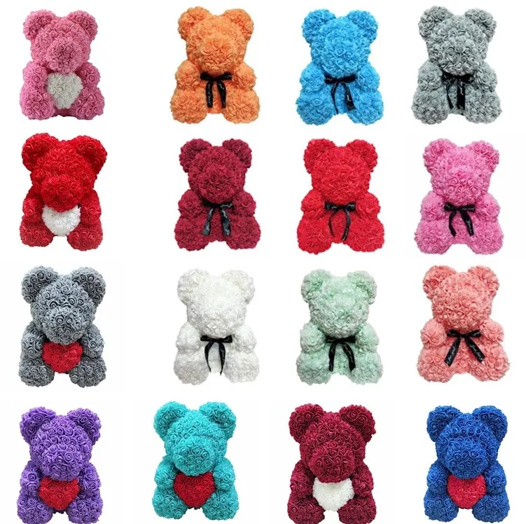 Nytt evigt liv Rose Bear Julklappskum Rose Flower Födelsedagsfest Teddy Bear Wedding Gift T8