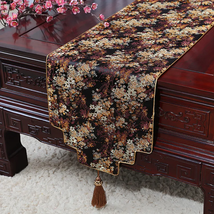 Últimas luxo chinês étnico Runner Tabela Decoração Mesa de Jantar pano retângulo Silk Brocade Tabela Proection Mat 230x33cm 200x33cm