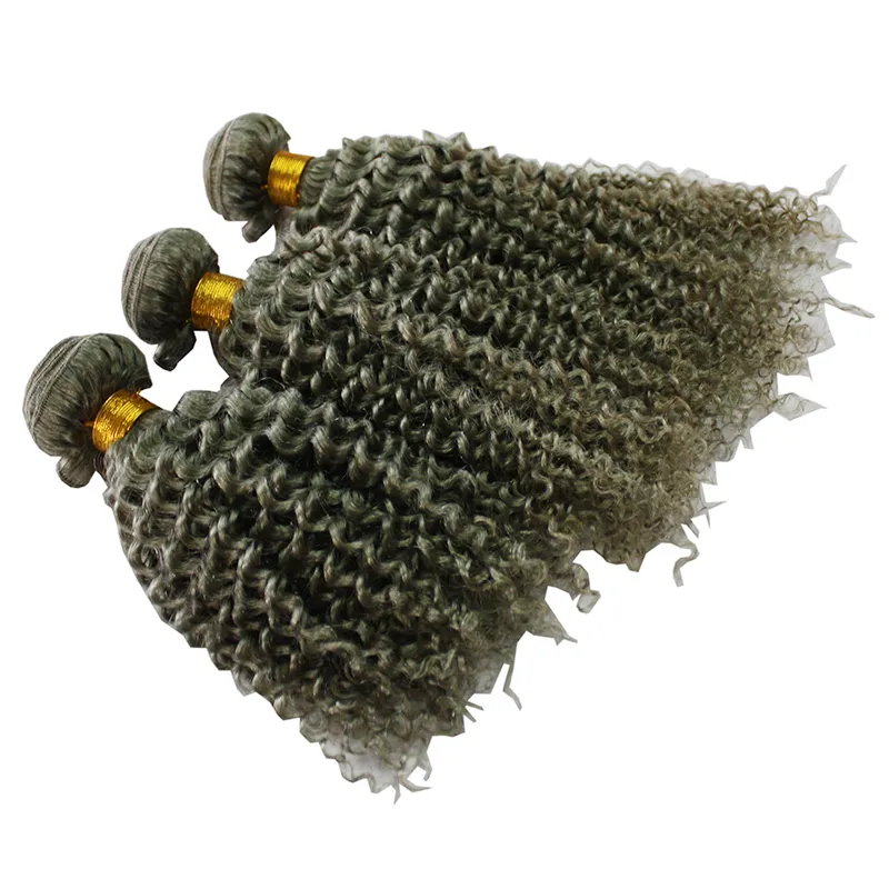 CE-certifierade silvergrå hårförlängningar 80g 100g 120g / stycke Human Grå Hårväv Brasiliansk Kinky Curly Grey Blonde Brown Hair Extension