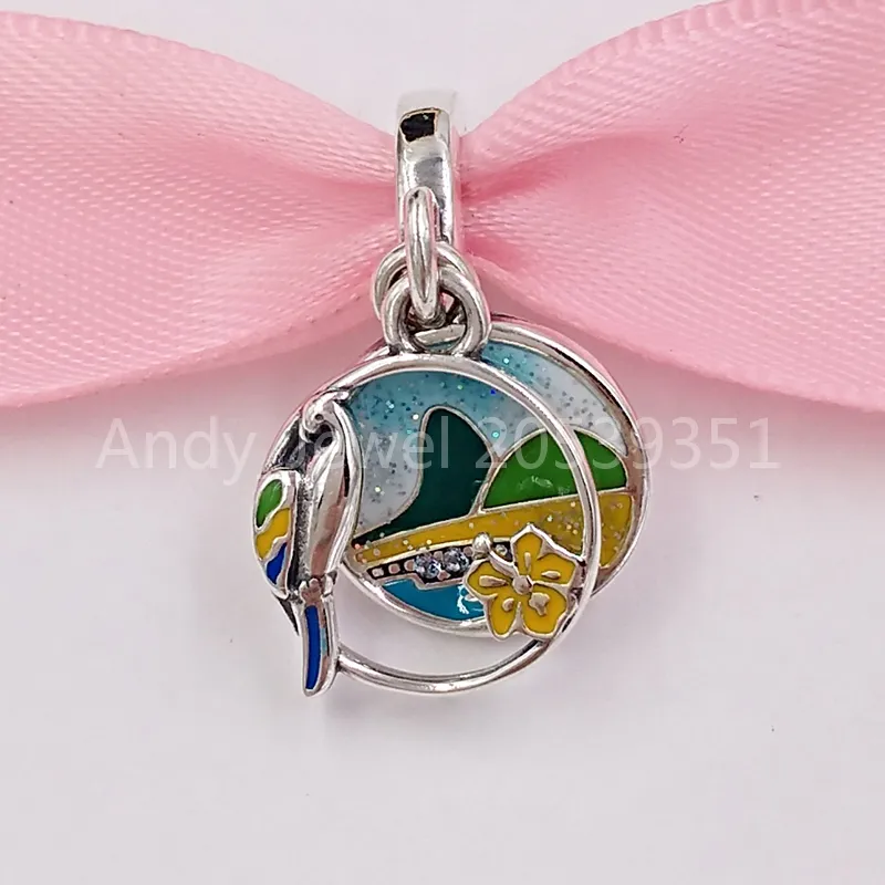 Andy Jewel Authentic 925 Sterling Silver Beads Pandora Brazil Beach Parrot Dangle Charm Tarm