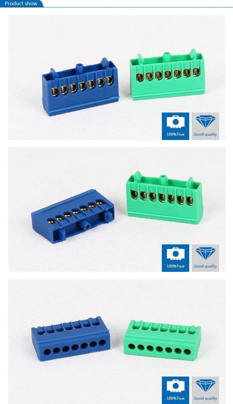 250V 450V Brass Screws Terminal 6*9mm Specification,7 Ways Green / Blue