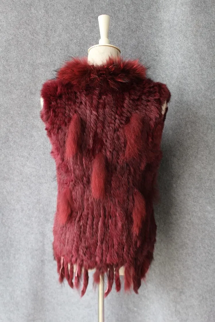 genuine real rabbit fur vest with raccoon fur collar (31)