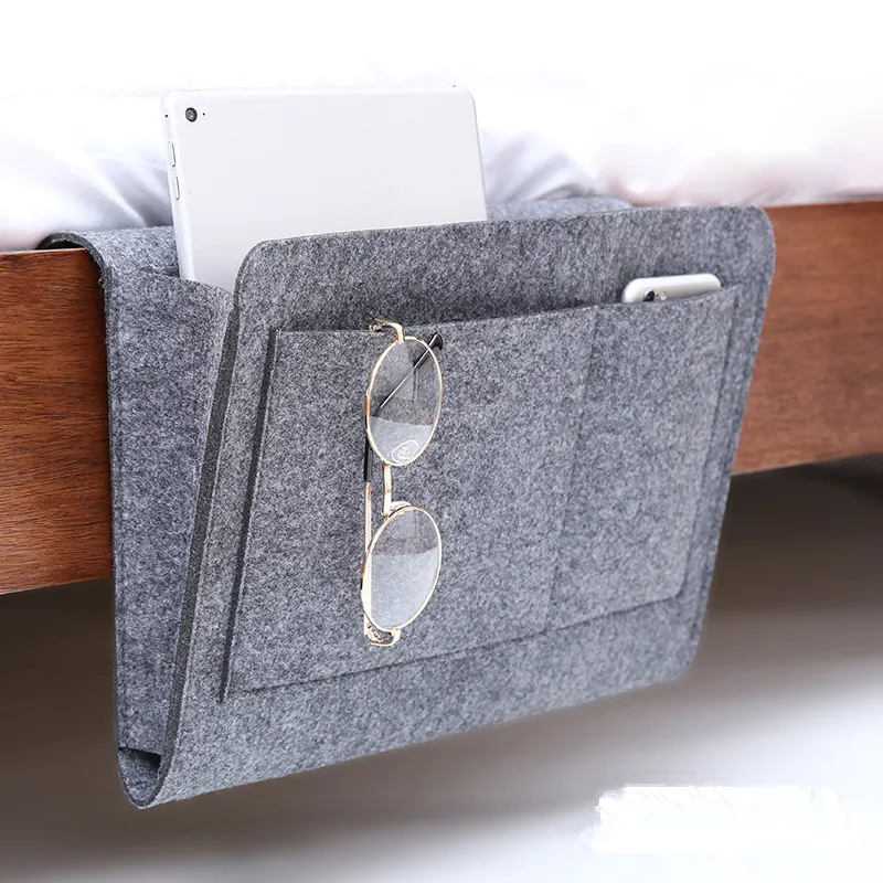 Felt Bedside Sofa Hanging Holder Storage Bag Multifunctional Organizer Box Magazine Smart Phone Remote Controll Storage Bags Pockets GGA2139