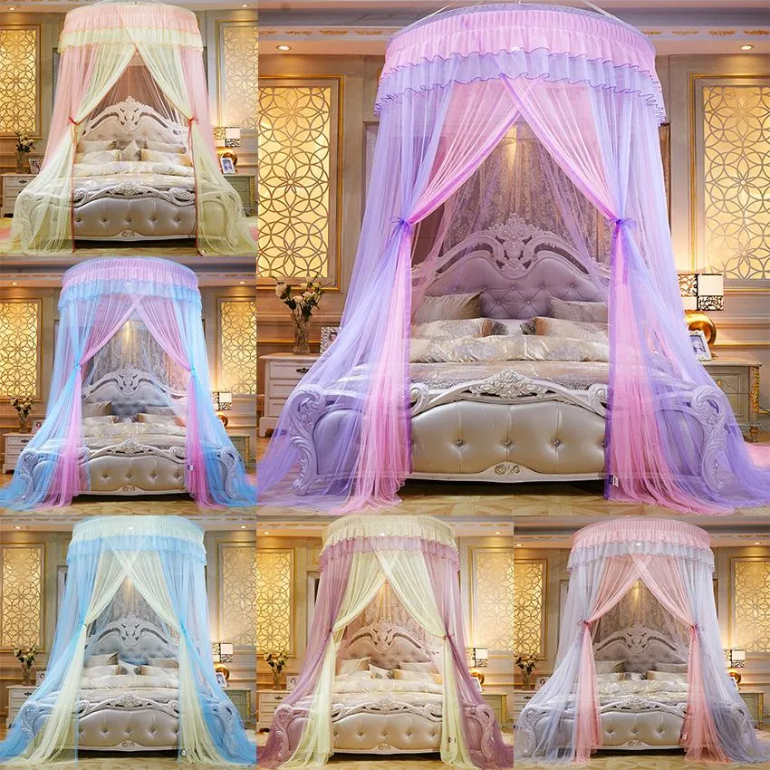 Nieuwe Designer Beddengoed Prinses Queen Bed Tent Gordijn Bed Canopy Dubbele Kleuren Hung Mosquito Net Gordijn Koepel Kamer Decoratie Opvouwbaar