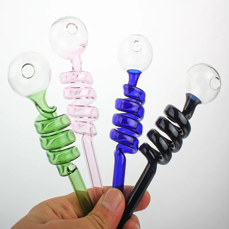 Cachimbos de vidro coloridos Queimadores de óleo heliciformes Tubo de 14 cm de comprimento e 3 cm de diâmetro Bola balanceadora Cachimbo de água para fumar