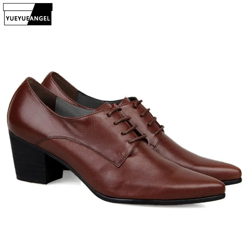 Italien Design Hohe Qualität Marke Neue Mode Herren Schnüren Spitze Zehen Oxfords Formale Kleid Schuhe Cuban Heels Leder Business schuh