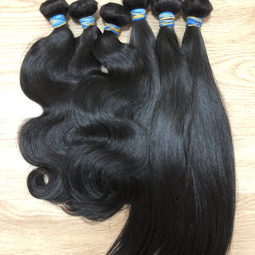 BeautyStarQuality Rå malaysisk indisk silkeslen rakt hår Enskild donator En klippt hårförlängning kan blekas Mycket vit blond färg