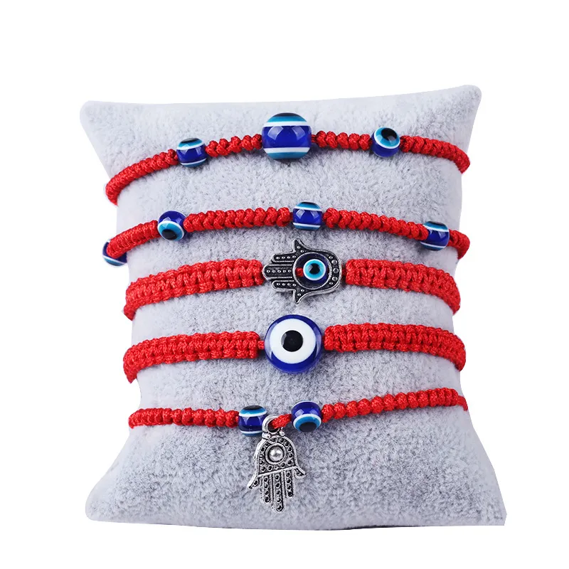 Браслет ручной работы Браслет Lucky Bractele Kabbalah Red String Threade Thamsa Braclets Blue Turkish Evil Eye Chare Ювелирные Изделия Фатима Довольно браслет