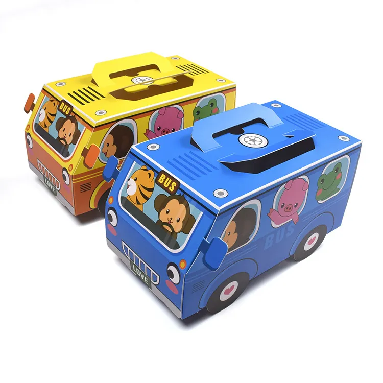 Cartoon Car Candy Box Small Children Birthday Snacks Wrap Fold Paper Cute Chocolate Packaging Gift Box
