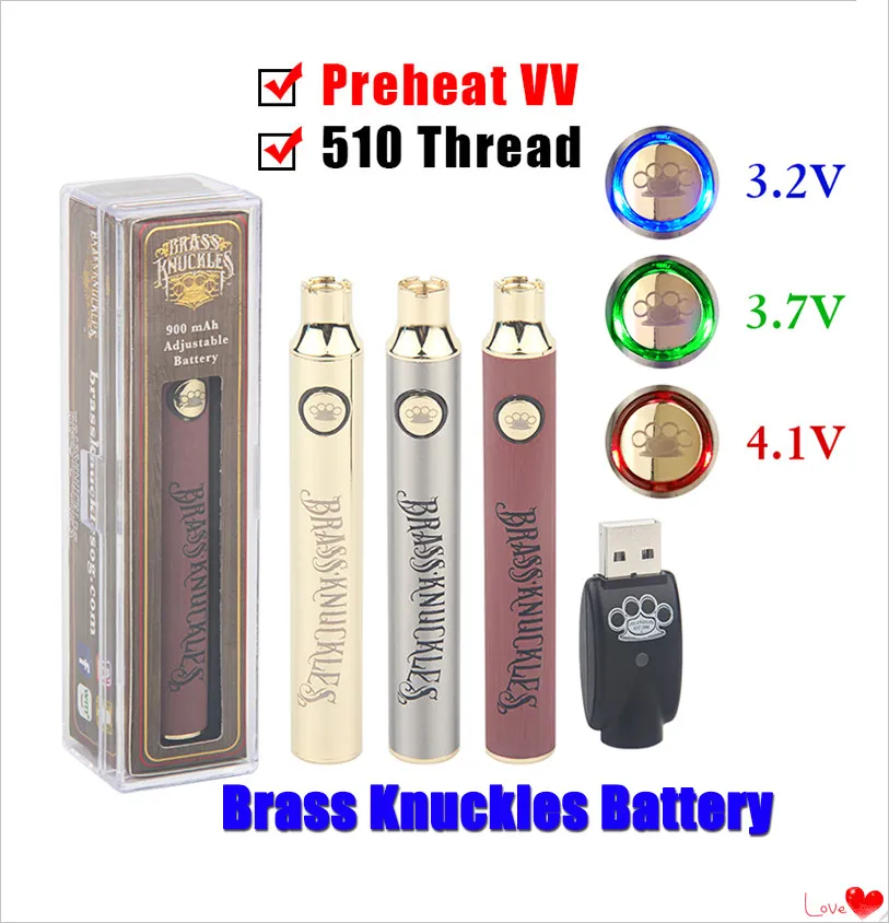 Brass Knuckles Battery Pen 900mAh Variable Voltage