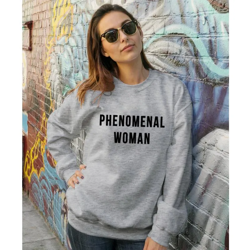 Fenomenal kvinna Sweatshirt Casual Kvinnors Rättigheter Slogan Pullovers Högkvalitativa Ladies Grafisk Feminist Sweathirts Streetwear