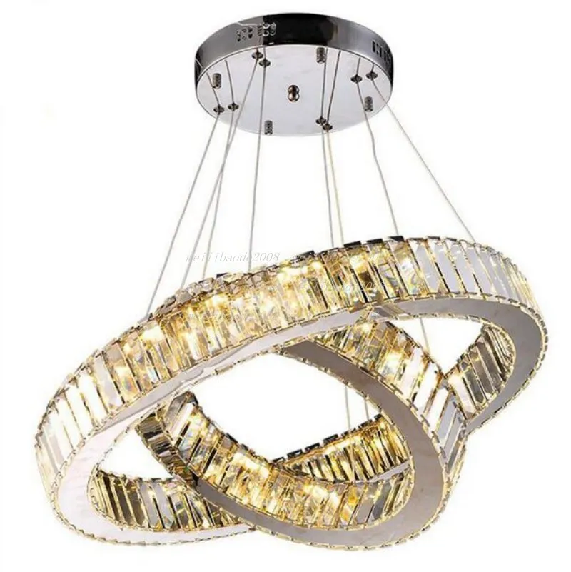 Lampadario di cristallo a LED Lampadario moderno a LED a cerchio Lampada a sospensione Lustri Illuminazione ad anello a LED Decorazione domestica MYY