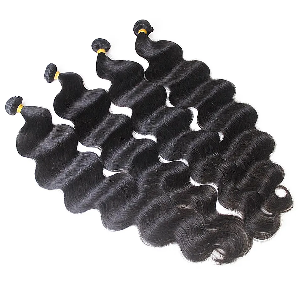 On Sales 4 Pieces 30inch Indian Long Body Wave Malaysian Wavy Hair Raw Virgin Long Human Hair Bundles Weft