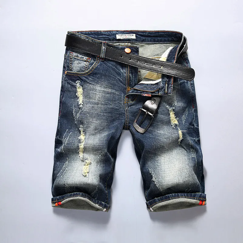 Mens Slim Jeans Shorts Men Brand Ripped Bermuda Summer Capri Men's Biker Designer Clothes Hole Denim Half Overall Short