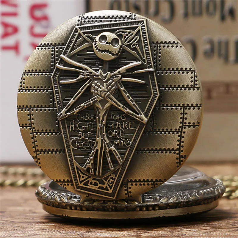 Антикварные классические часы черепа кошмарная тема Quartz Pocket Watch для мужчин Женские ожерелья сеть часы Рождественский подарок 254K