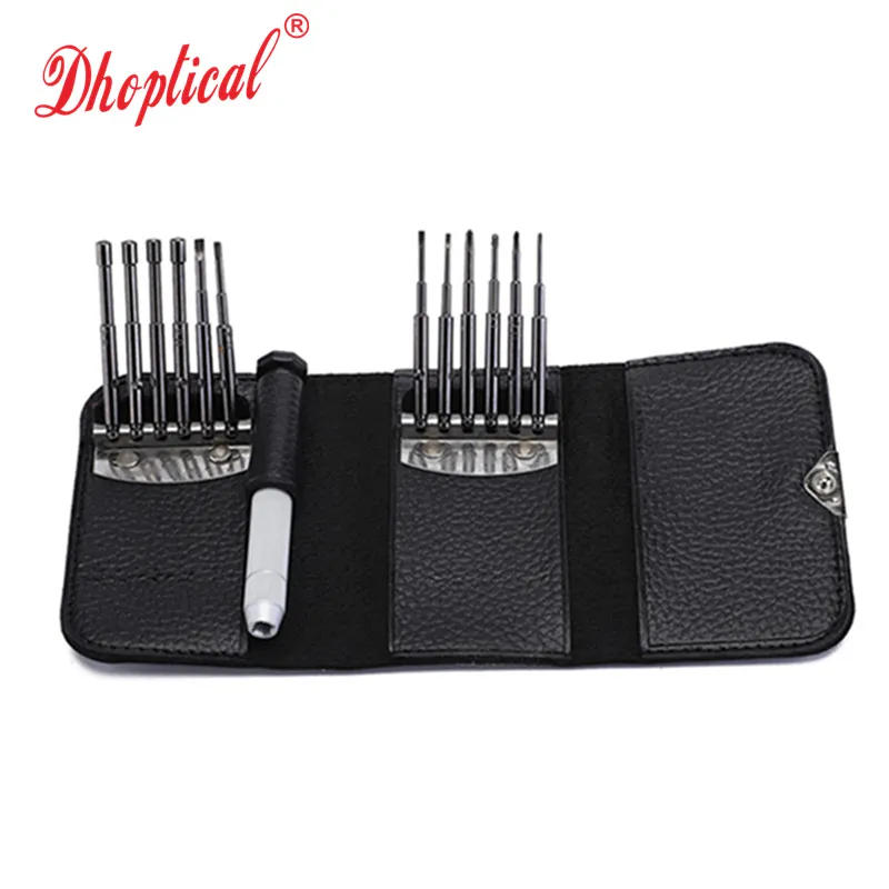 Kit de destornilladores de cartera Dhoptical, herramienta de reparación para anteojos/gafas/reloj/teléfono móvil/reloj (12 piezas, bolsillo de viaje) de dhoptical