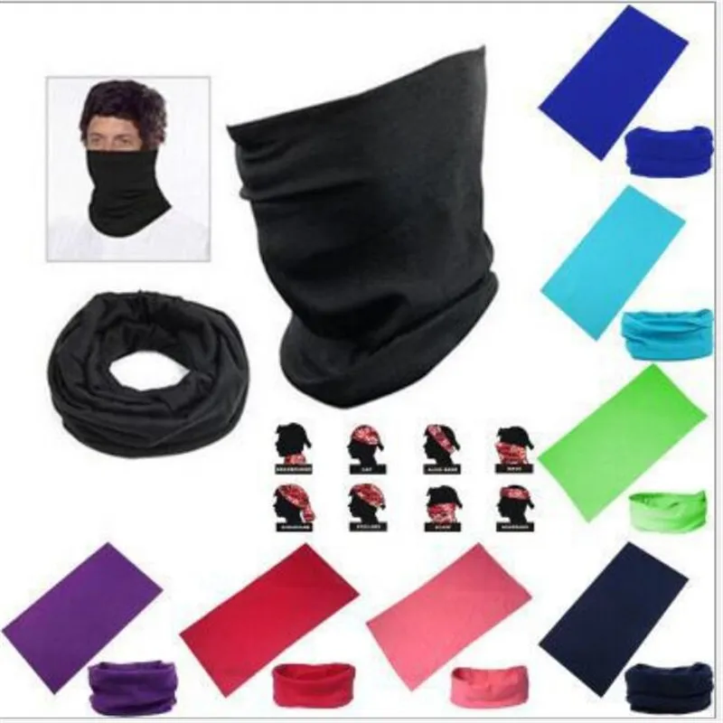 Schützende Staub-Gesichtsmasken, einfarbig, nahtlos, Bandana, Polyester, magischer Anti-UV-Schutz, Outdoor-Angeln, Reiten, Tarnung, Radfahren, Schals