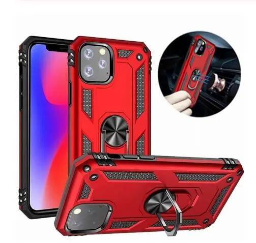 ShockoProof Armor Kickstand Phone Case för iPhone 11 Pro XR XS Max X 6 6S 7 8 Plus Finger Magnetisk Ringhållare Anti-Fall Cover